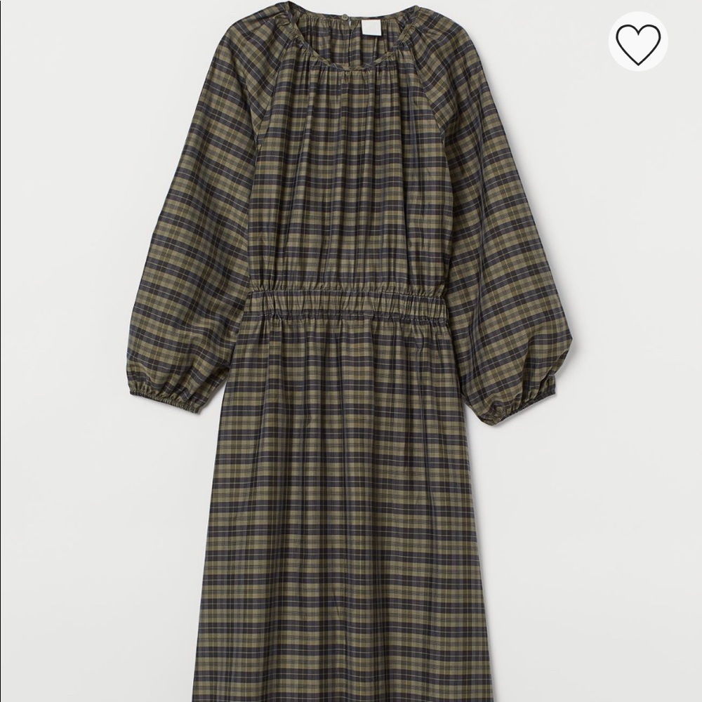 Khaki green Plaid Dress XL